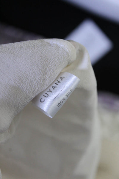 Cuyana Women's Round Neck Short Sleeves Silk Blouse Cream Size XS