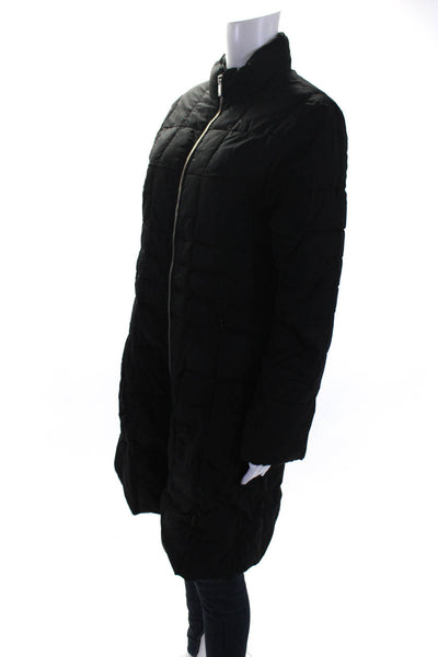 Moncler Womens Long Full Zip Down Filled Mock Neck Puffer Coat Black Size 2