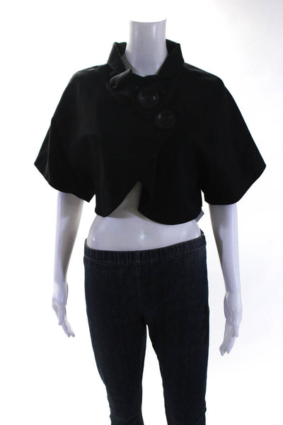 Charles Chang-Lima Womens Asymmetrical Short Sleeve Cropped Jacket Black Size 4