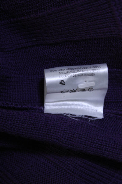Valentino Roma Womens Wide Rib Tie Front Cardigan Sweater Purple Size Medium