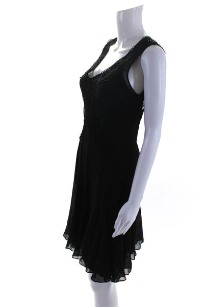 Temperley London Womens Lace Trim V Neck Fit & Flare Dress Black Size 6