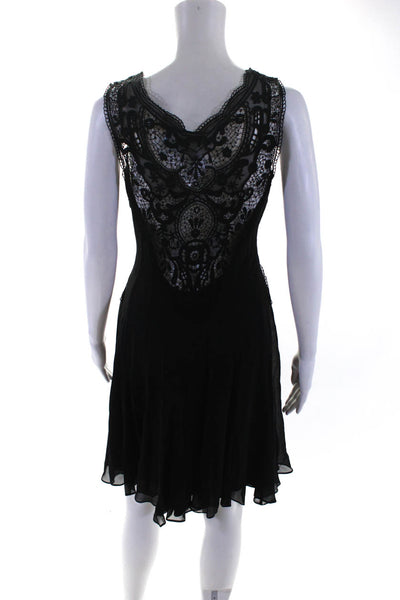 Temperley London Womens Lace Trim V Neck Fit & Flare Dress Black Size 6