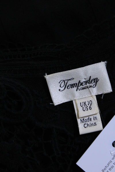 Temperley London Womens Lace Trim V Neck Fit & Flare Dress Black Size 6