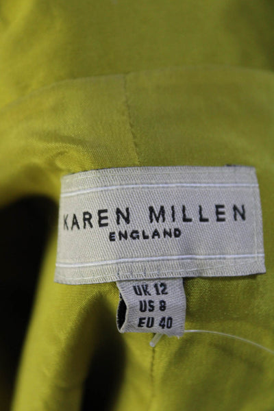 Karen Millen Womens Side Zip Cap Sleeve V Neck Sheath Dress Dark Yellow Size 8