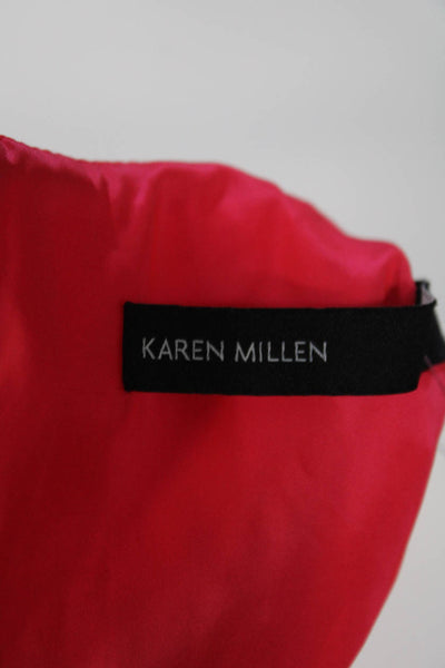 Karen Millen Womens Back Zip Sleeveless Crew Neck Sheath Dress Neon Pink Size 8