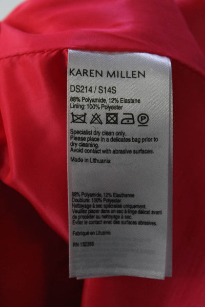 Karen Millen Womens Back Zip Sleeveless Crew Neck Sheath Dress Neon Pink Size 8