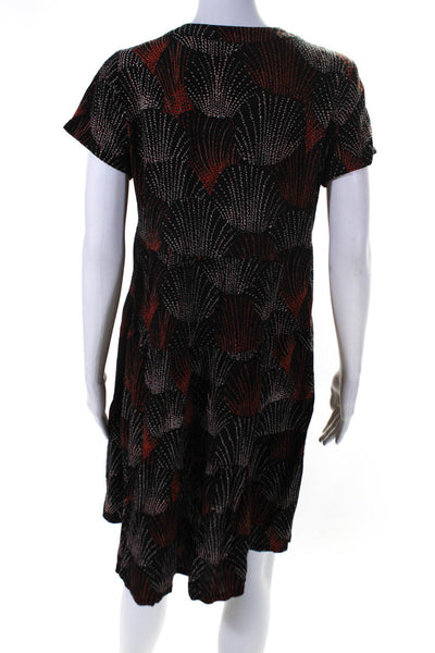 Maeve Anthropologie Womens Printed Y Neck Crepe Swing Dress Red Black Medium