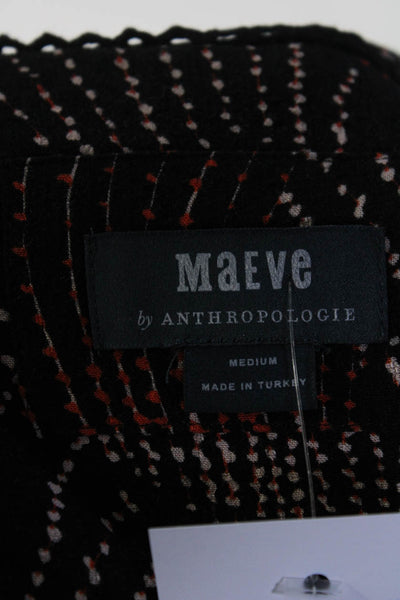 Maeve Anthropologie Womens Printed Y Neck Crepe Swing Dress Red Black Medium