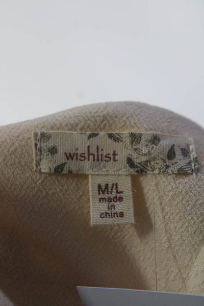 Wishlist Womens Short Puff Sleeve Crew Neck Crepe Shift Dress Beige Size M/L