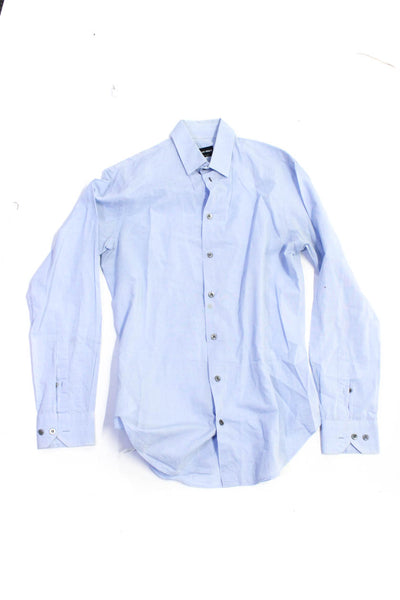 Giorgio Armani Men's Collar Long Sleeves Button Down Shirt Blue Size 38