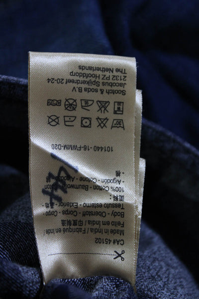 Scotch & Soda Womens Cotton Check Print Long Sleeve Button Up Shirt Blue Size S