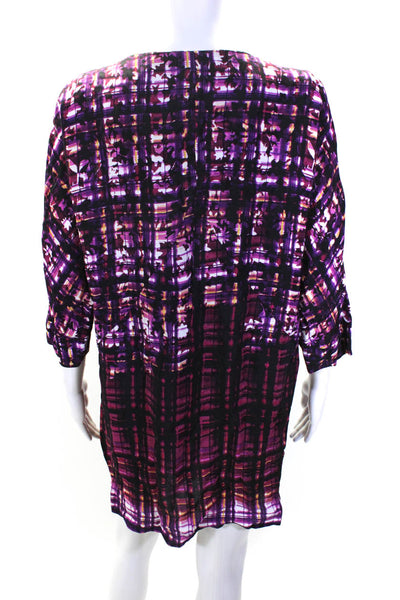 Maeve Anthropologie Womens Printed Dolman Sleeve Mini Wiggle Dress Purple Small