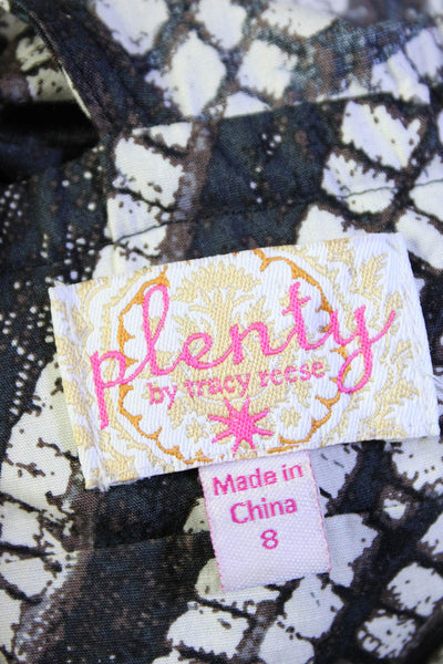 Plenty by Tracy Reese Womens Racerback Tie Waist Sheath Dress Black Brown Size 8