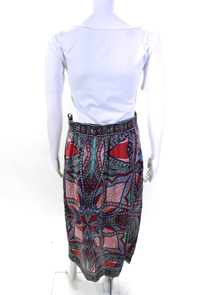 Maeve Womens Elastic Waist Surplice Paisley Midi Skirt Multicolor Size 6