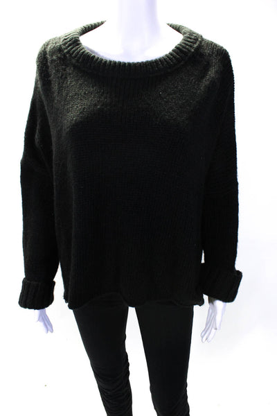 Wooden Ships Womens Round Neck Thick Knit Boxy Sweater Black Size S/M