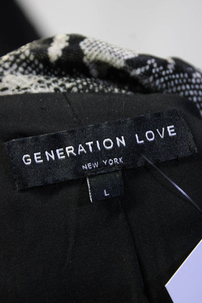 Generation Love Womens Snake Print Velvet Double Breasted Blazer Black Large