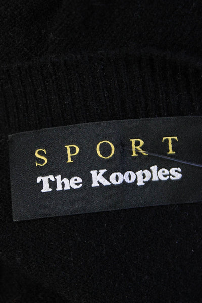 Sport The Kooples Womens Floral Lace Trim V Neck Sweater Black Wool Size 2
