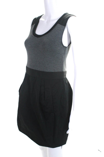 Theory Womens Sleeveless A Line Dristi Pleated Dress Gray Black Size 6