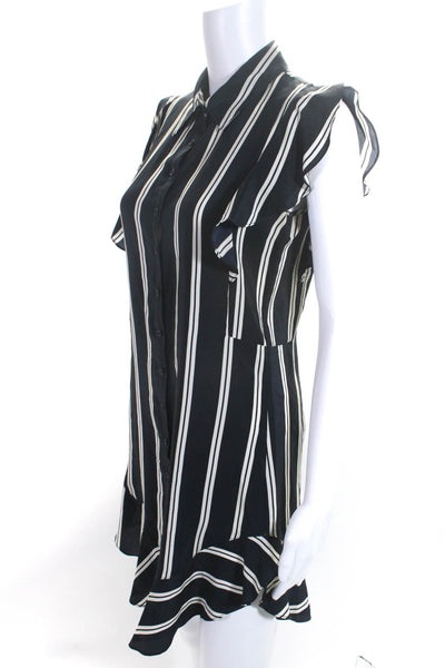 Intermix Womens Button Front Collared Striped Shirt Dress Navy White Size Small