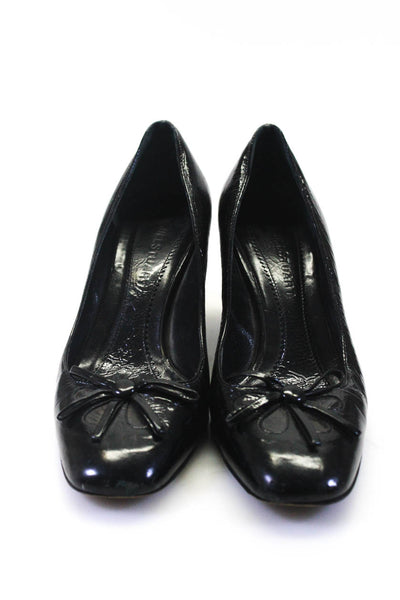 Stuart Weitzman Womens Block Heel Square Toe Pumps Black Patent Leather 37.5
