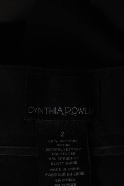 Cynthia Rowley Womens Cotton Woven Mid Rise Side Zip Skinny Pants Black Size 2