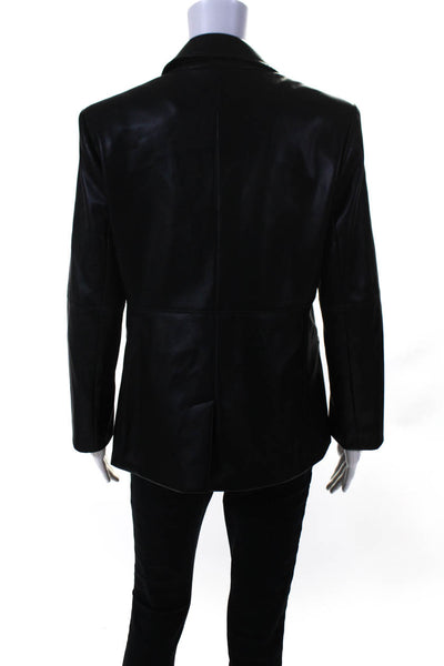 Banana Republic Womens Faux Leather One Button Blazer Jacket Black Size 12