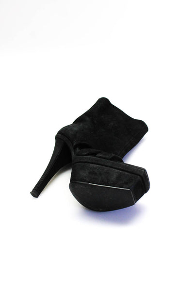 Marni Womens Back Zip Cone Heel Platform Peep Toe Pumps Black Suede Size 36