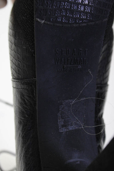 Stuart Weitzman Womens Side Zip Stiletto Platform Booties Black Leather 36.5