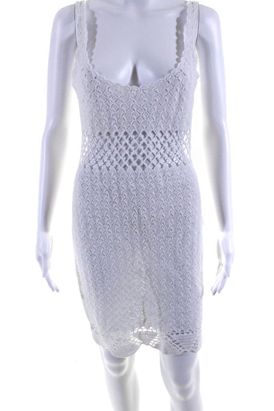 Lisa Maree Collection Womens V Neck Crochet Knit Cover Up White Size Small