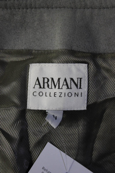 Armani Collezioni Womens Wool Round Neck Button Up Blazer Jacket Gray Size 44