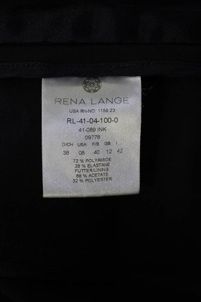 Rena Lange Womens Round Neck Long Sleeve Snap Closure Blazer Jacket Navy Size 8