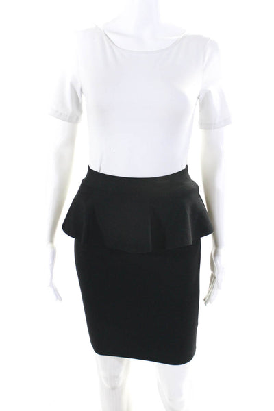 BCBGMAXAZRIA Women's Elastic Waist Peplum Bodycon Skirt Black Size XXS