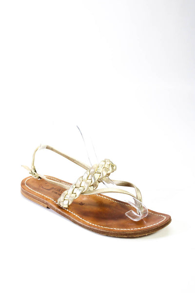 Kjaques St. Tropez Womens Leather Thong Slingbacks Sandals Gold Size 39 9