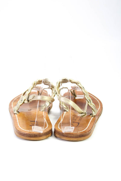 Kjaques St. Tropez Womens Leather Thong Slingbacks Sandals Gold Size 39 9
