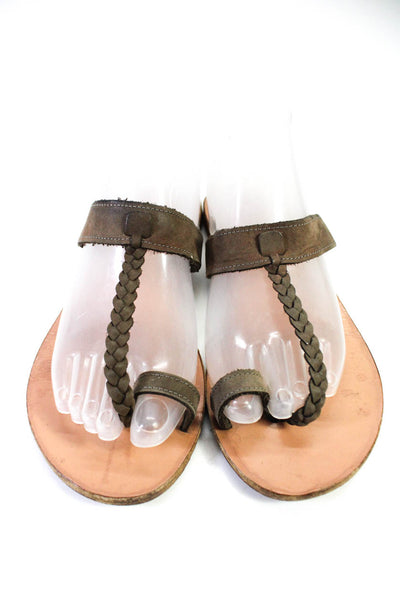 Ancient Greek Sandals Womens Leather Tow Ring Thong Sandals Brown Size 38 8