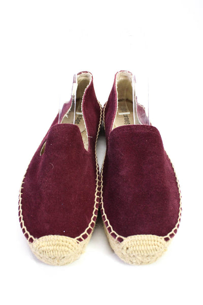 Soludos Womens Slip On Suede Flat Espadrilles Loafers Burgundy Size 7