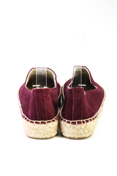 Soludos Womens Slip On Suede Flat Espadrilles Loafers Burgundy Size 7