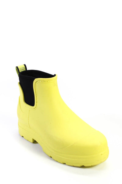 Ugg Womens Droplet Rubber Neoprene Short Rain Boots Neon Yellow Size 6