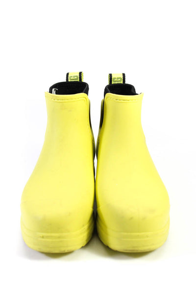 Ugg Womens Droplet Rubber Neoprene Short Rain Boots Neon Yellow Size 6