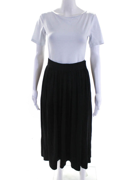 Jaeger Womens Knit Wool Jersey Maxi A Line Skirt Black Size 10