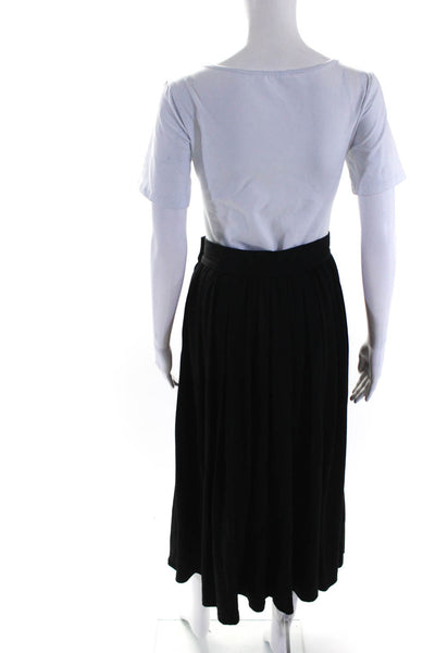 Jaeger Womens Knit Wool Jersey Maxi A Line Skirt Black Size 10