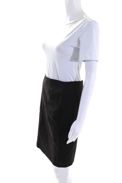 Charles Chang-Lima Womens Knee Length Ponte Pencil Skirt Dark Brown Size 4