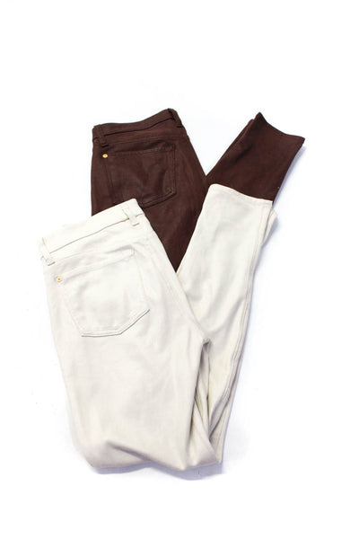 7 For All Mankind Womens Textured Low Rise Jeggings Ivory Brown Size 27 Lot 2