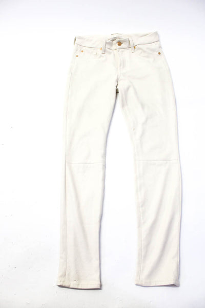7 For All Mankind Womens Textured Low Rise Jeggings Ivory Brown Size 27 Lot 2