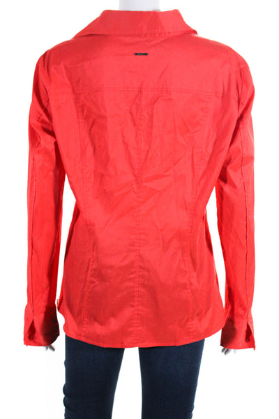 Boss Hugo Boss Women's Cotton Side Zip V-Neck Collared Blouse Red Size 12