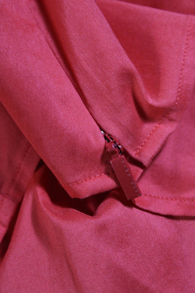 Boss Hugo Boss Women's Cotton Side Zip V-Neck Collared Blouse Red Size 12