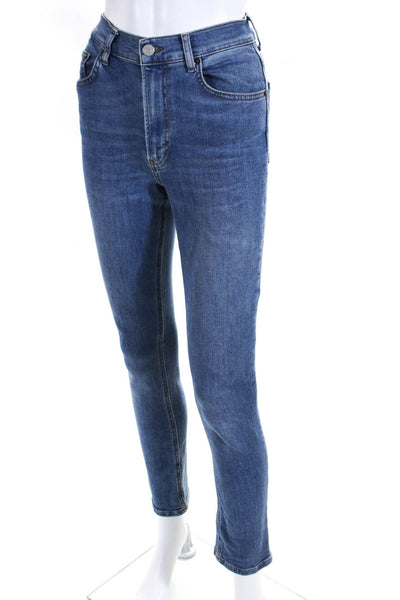 Reformation Womens Cotton Medium Wash Button Straight Leg Jeans Blue Size EUR26