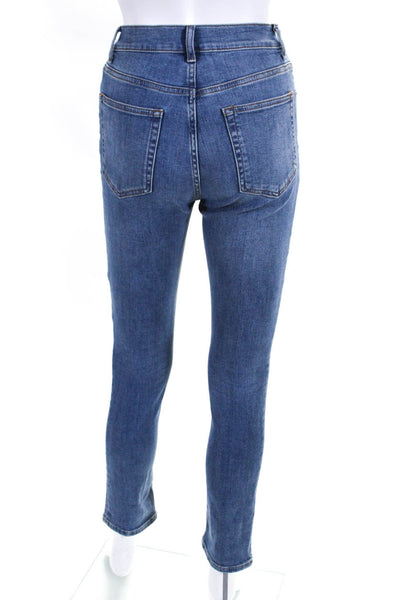 Reformation Womens Cotton Medium Wash Button Straight Leg Jeans Blue Size EUR26