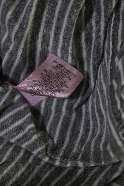 Calypso Saint Barth Womens Gray Cotton Striped V-Neck Basic Tee Top Size XS