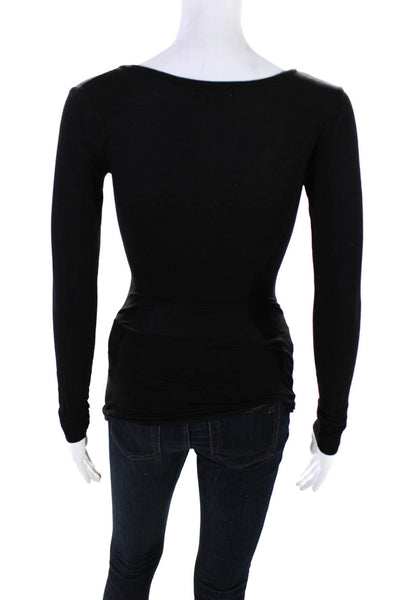 Calypso Saint Barth Womens Solid Black Crew Neck Long Sleeve Knit Top Size XS